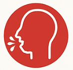 A red circle with a person's mouth open